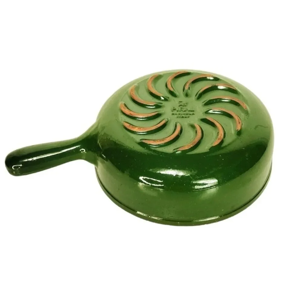 Terracotta Piral Albisola Cookware Saucier Pan Hunter Green Italy Italian 8.5